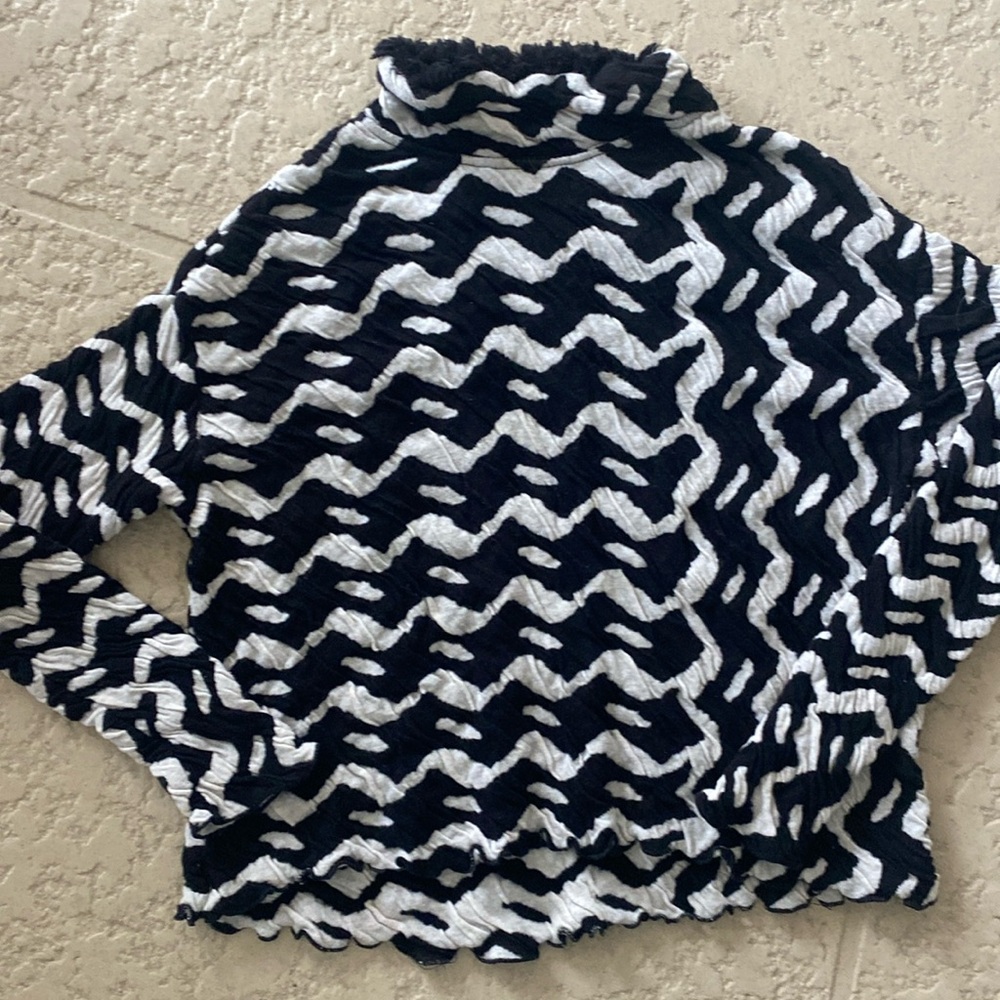 Nic+zoe Zebra Mock T Neck Longsleeve Top